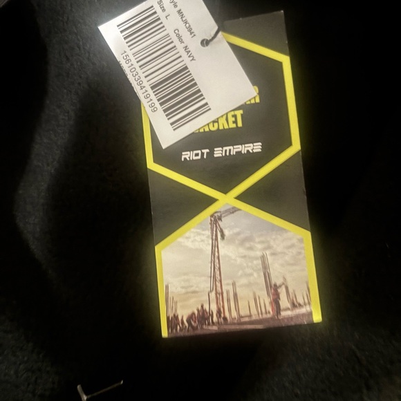 Men's High-Visibility Performance Jacket - Navy and Neon Yellow - Picture 3 of 3